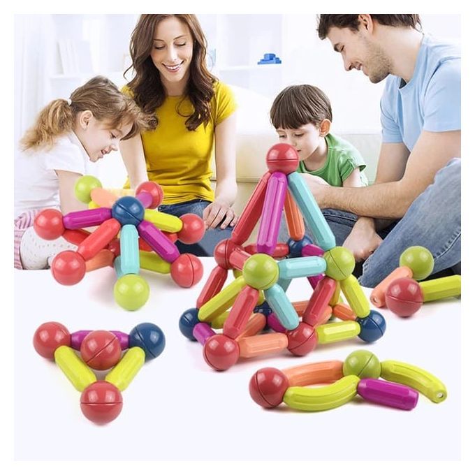 مجموعة البناء المغناطيسية للاطفال (128) قطعة - KIDSBOX