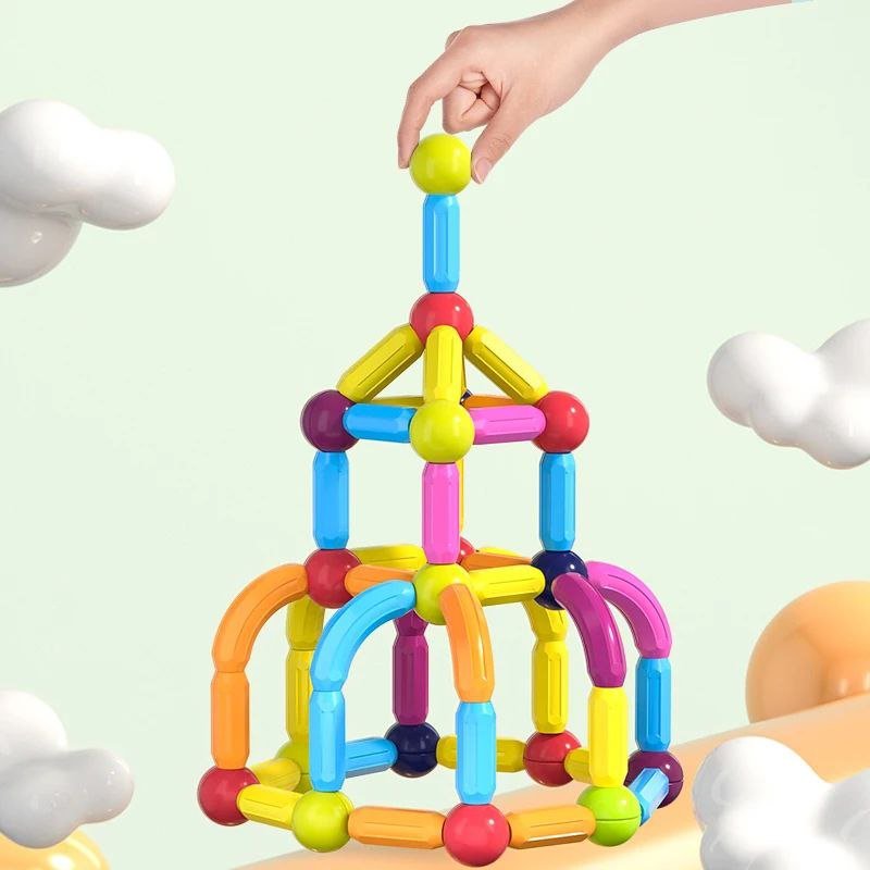 مجموعة البناء المغناطيسية للاطفال (128) قطعة - KIDSBOX