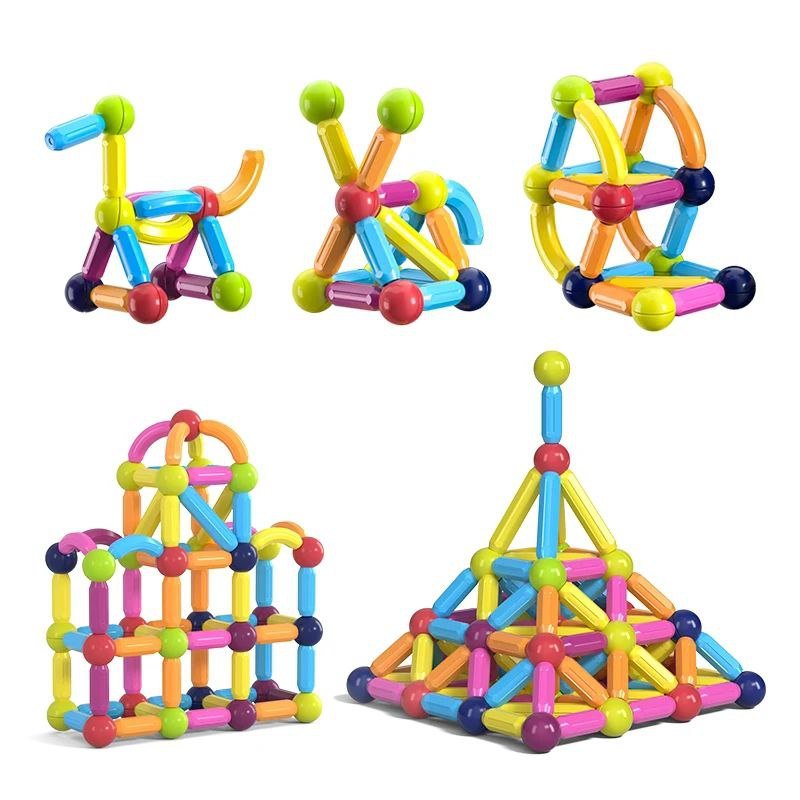 مجموعة البناء المغناطيسية للاطفال (128) قطعة - KIDSBOX