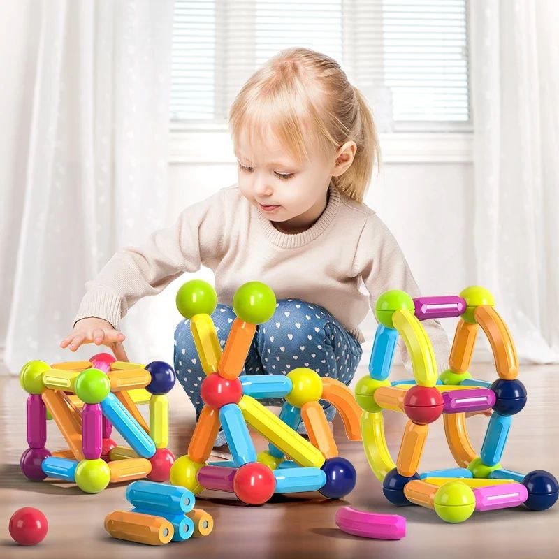 مجموعة البناء المغناطيسية للاطفال (128) قطعة - KIDSBOX