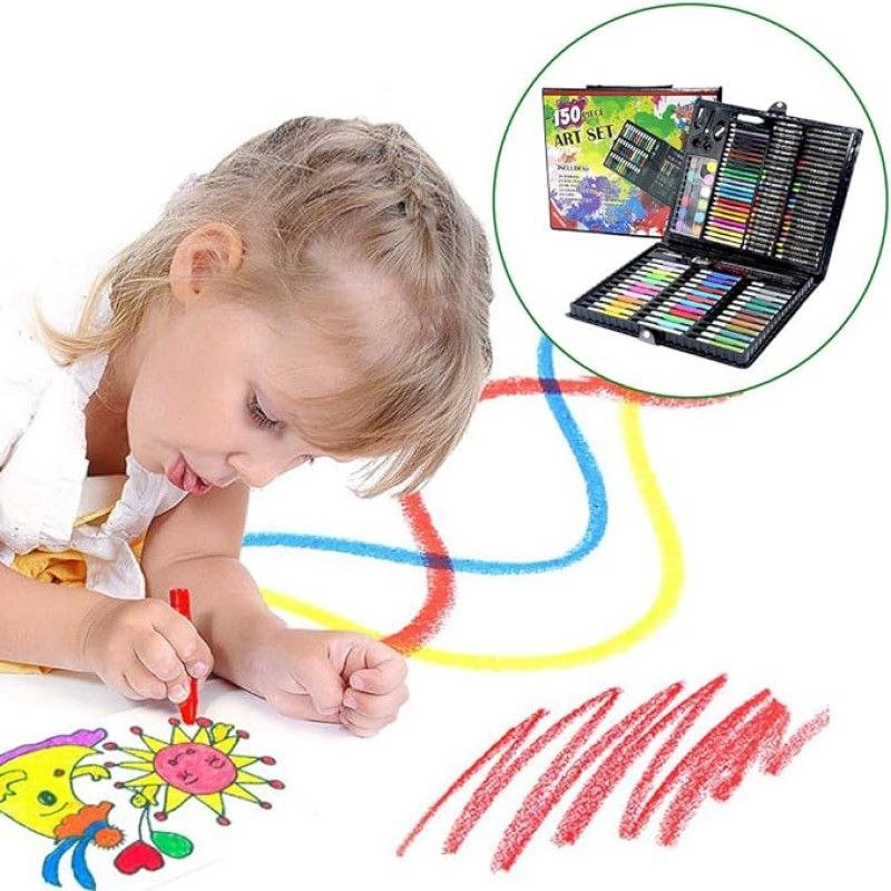 مجموعة ألوان مكونة من 150 قطعة (أزرق) + رول تلوين هدية - KIDSBOX