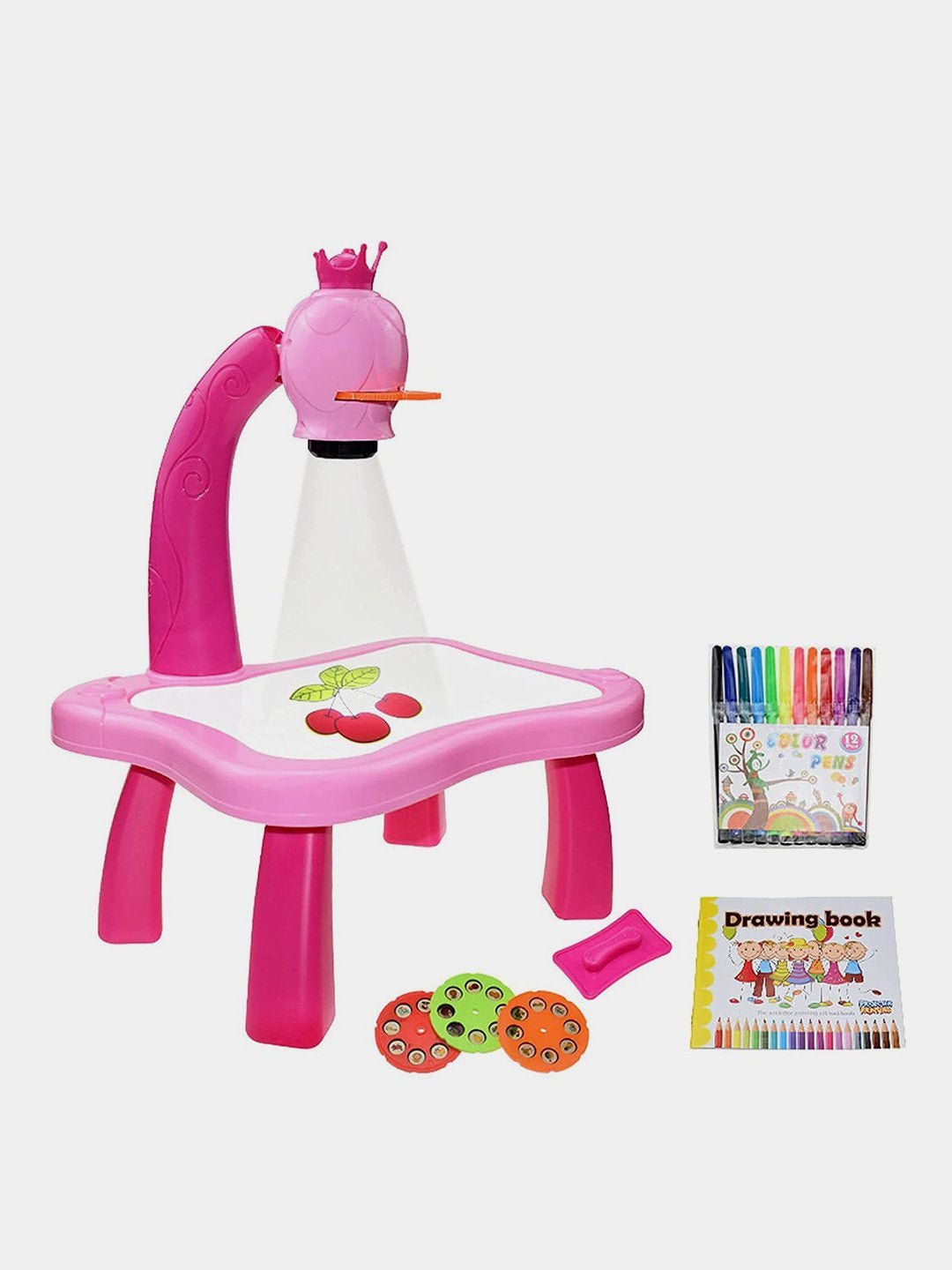 مكتب وبرجكتور لتعلم الرسم - لون زهري - KIDSBOX