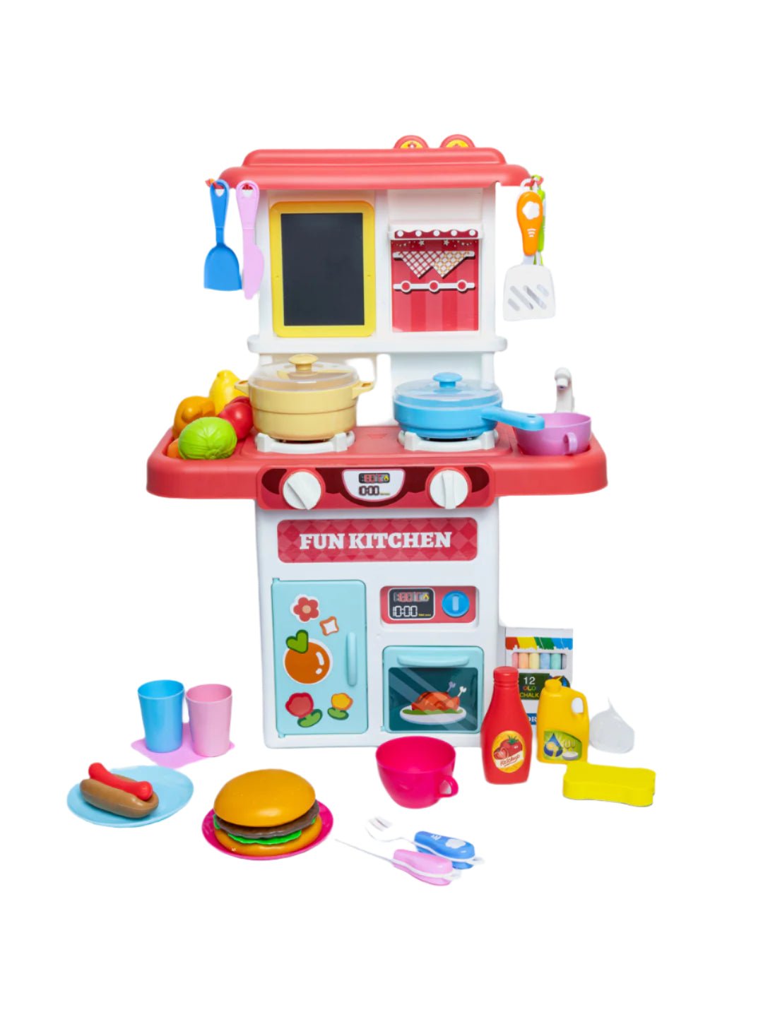مطبخ الطهي التفاعلي 39 قطعة - زهري - KIDSBOX