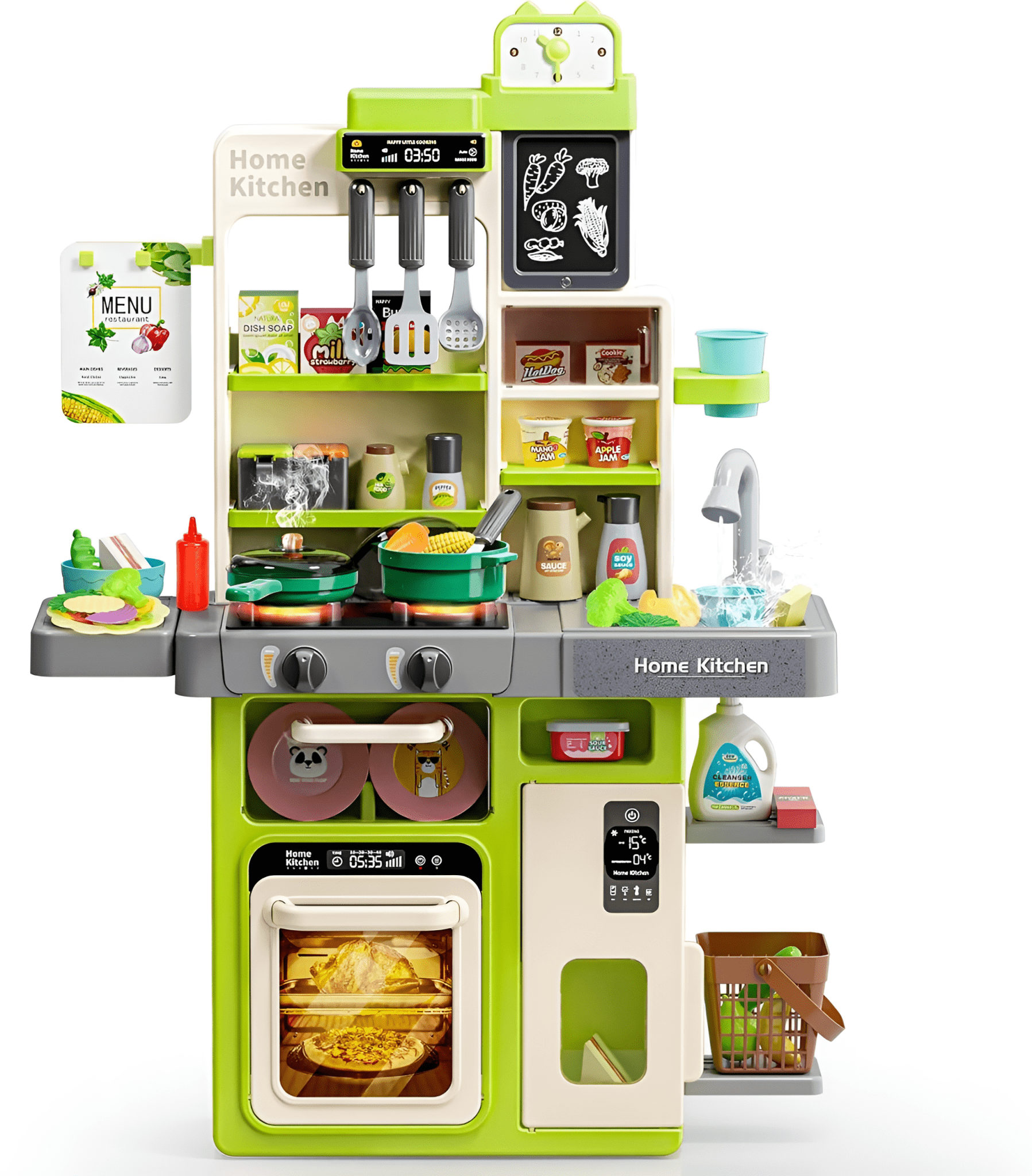 مطبخ للأطفال بأصوات وإضاءة - لون أخضر - KIDSBOX