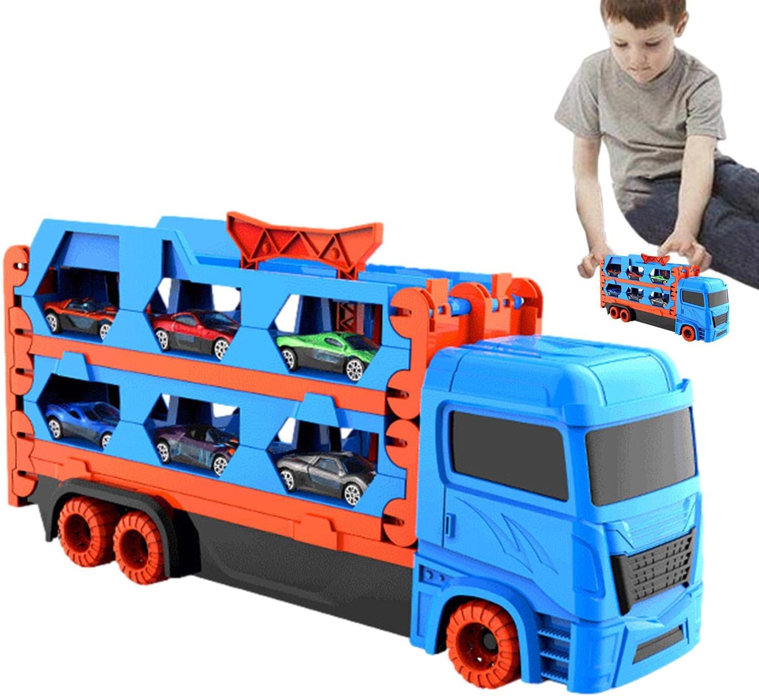 شاحنة نقل قابلة للطي مع 6 سيارات - KIDSBOX