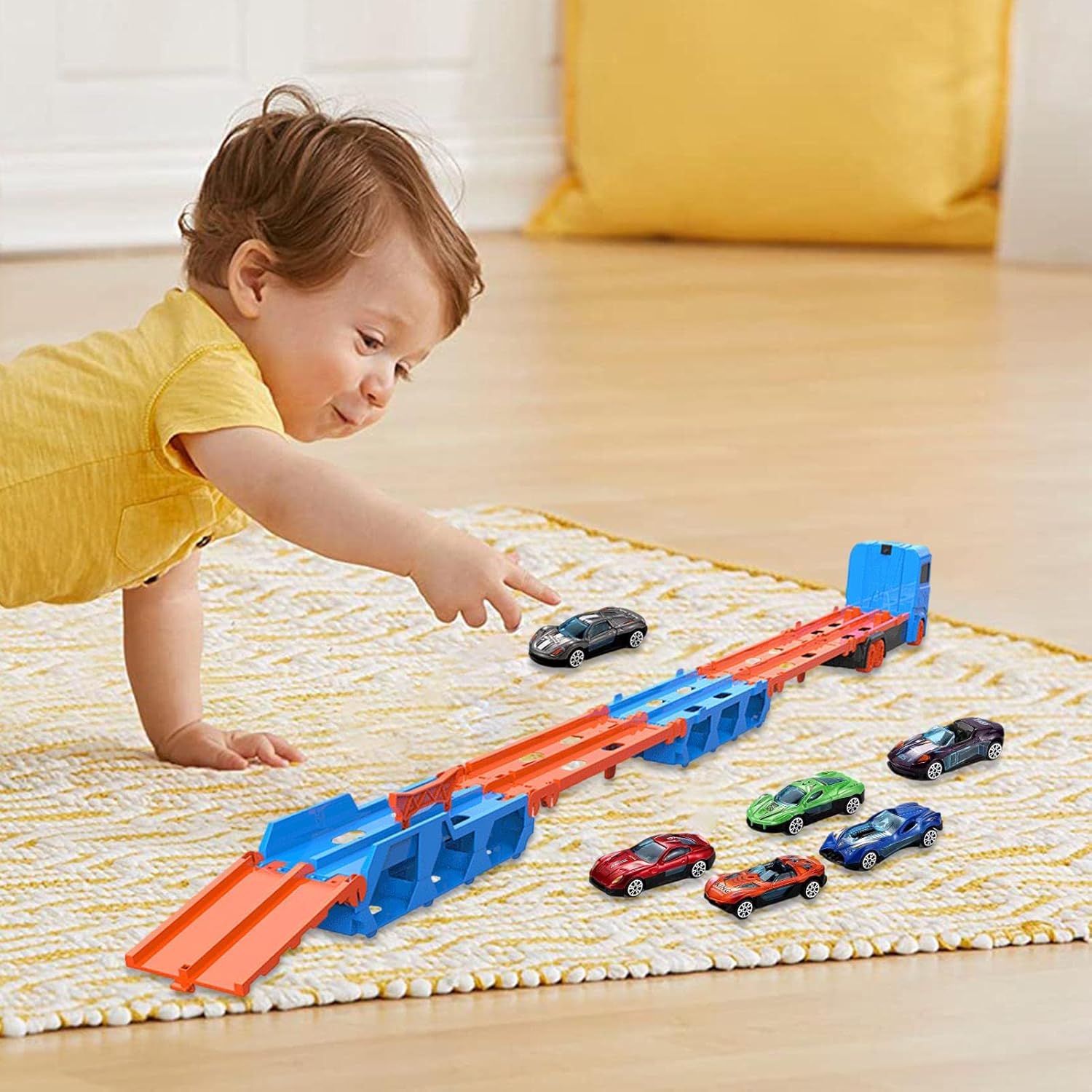 شاحنة نقل قابلة للطي مع 6 سيارات - KIDSBOX