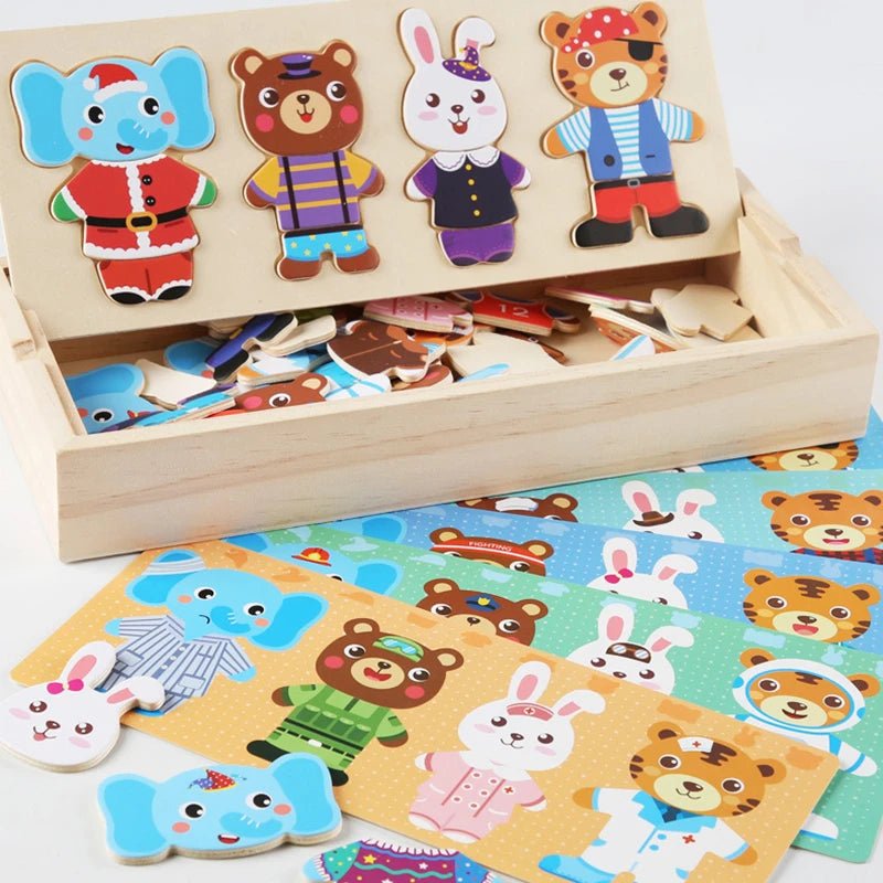 صندوق تلبيس الحيوانات الخشبي - KIDSBOX