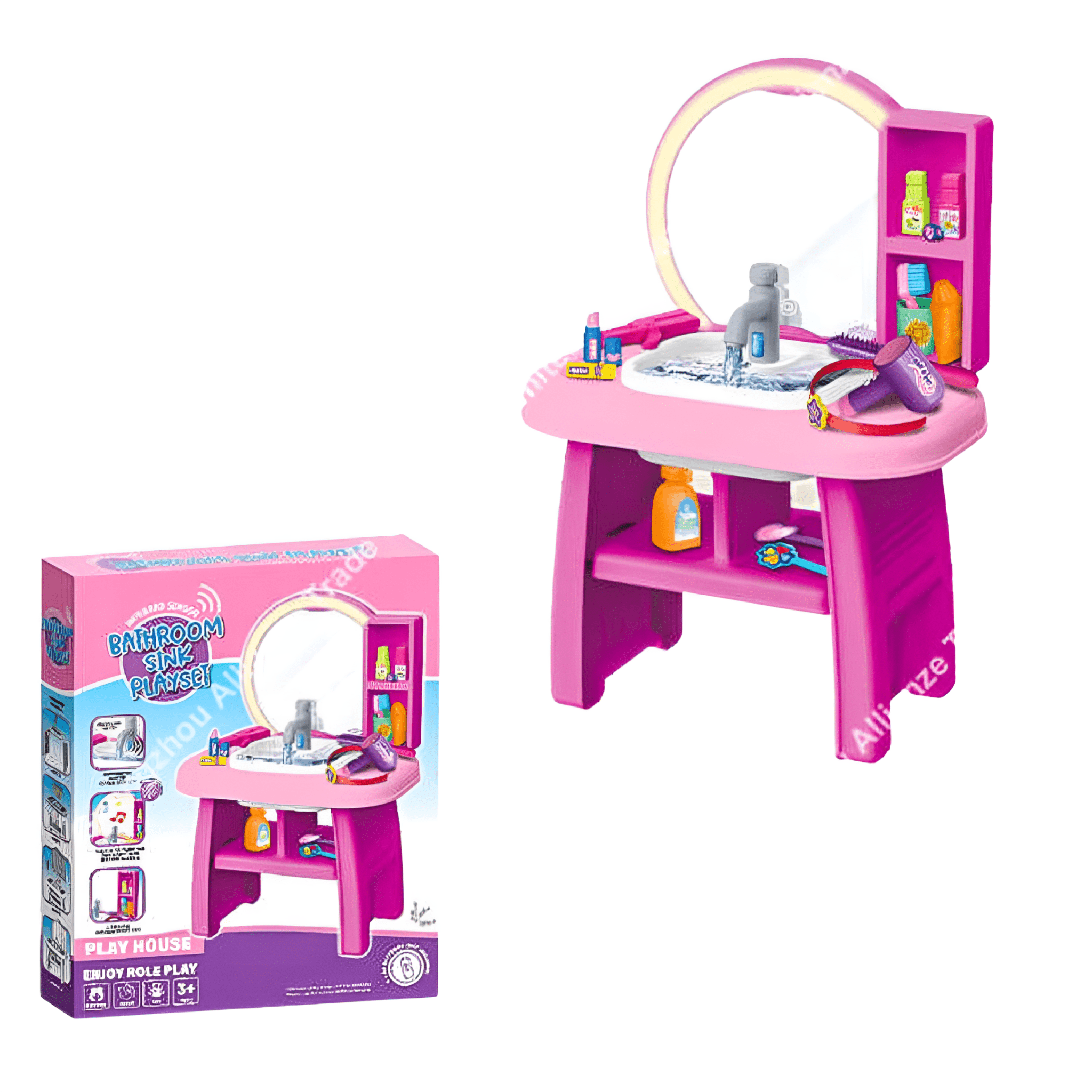 طاولة تزيين مع مرأة وأدوات تجميل - KIDSBOX
