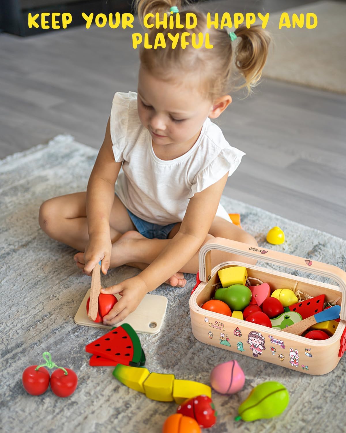 تقطيع فواكة خشبية مغناطيسية - KIDSBOX